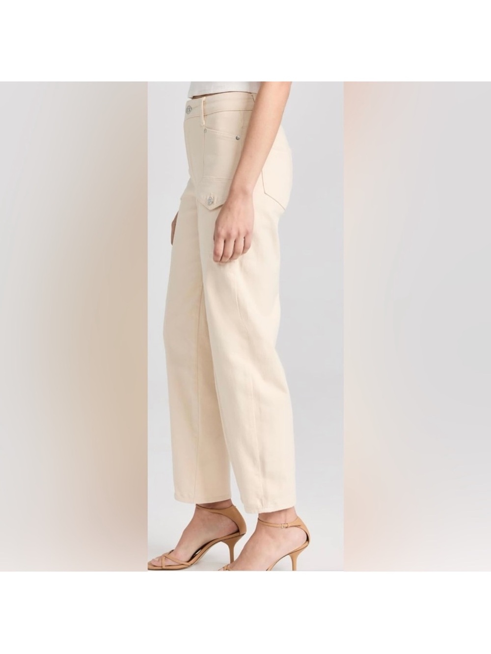 PAIGE Cream barrel  Leg Jeans